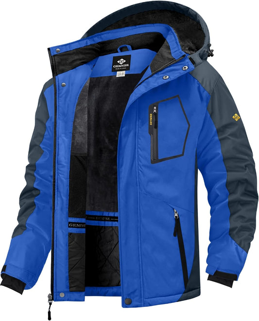 Men'S Mountain Waterproof Ski Snow Jacket Warm Winter Windproof Parka Raincoat with Hood
